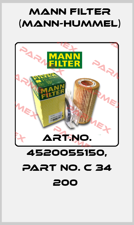 Art.No. 4520055150, Part No. C 34 200  Mann Filter (Mann-Hummel)