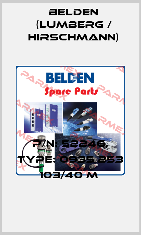 P/N: 52246, Type: 0935 253 103/40 M  Belden (Lumberg / Hirschmann)