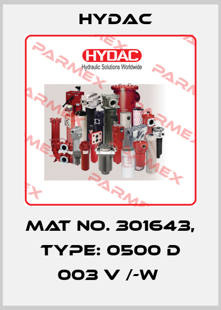Mat No. 301643, Type: 0500 D 003 V /-W  Hydac