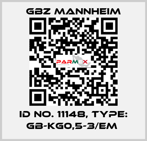 Id No. 11148, Type: GB-KG0,5-3/EM  GBZ MANNHEIM