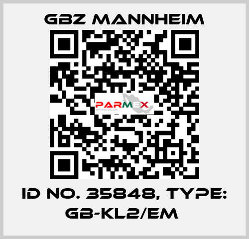 Id No. 35848, Type: GB-KL2/EM  GBZ MANNHEIM