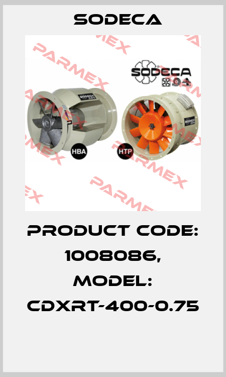 Product Code: 1008086, Model: CDXRT-400-0.75  Sodeca