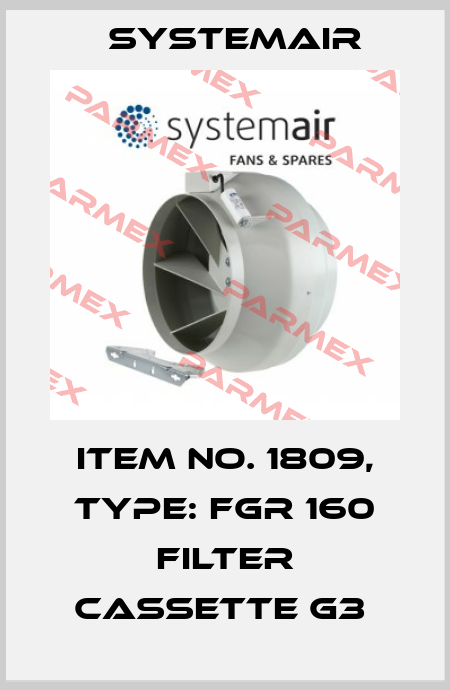 Item No. 1809, Type: FGR 160 Filter cassette G3  Systemair