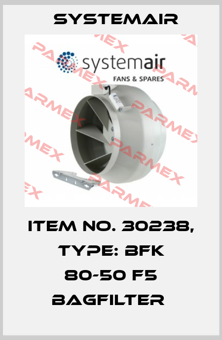 Item No. 30238, Type: BFK 80-50 F5 bagfilter  Systemair