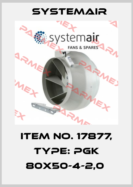 Item No. 17877, Type: PGK 80x50-4-2,0  Systemair