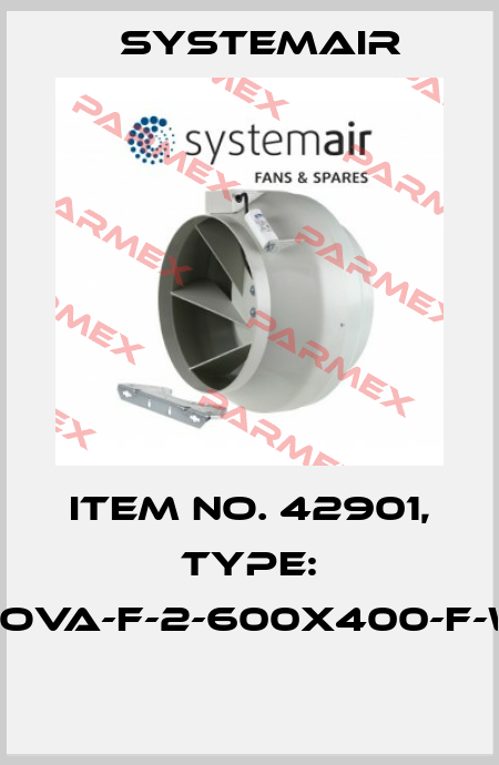 Item No. 42901, Type: NOVA-F-2-600x400-F-W  Systemair