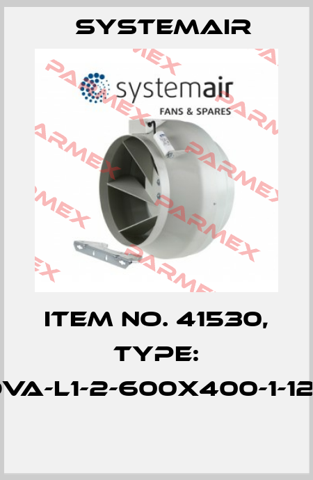 Item No. 41530, Type: NOVA-L1-2-600x400-1-12-W  Systemair