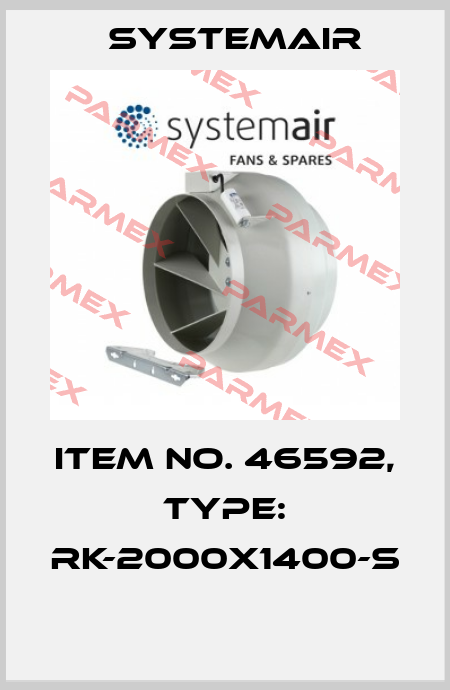 Item No. 46592, Type: RK-2000x1400-S  Systemair