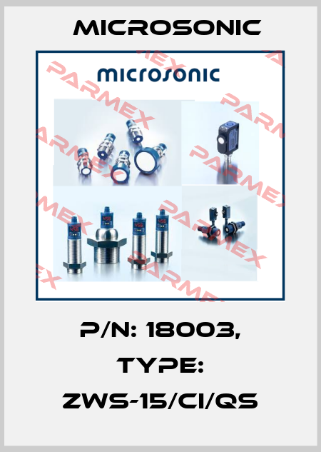 p/n: 18003, Type: zws-15/CI/QS Microsonic