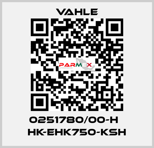 0251780/00-H    HK-EHK750-KSH  Vahle