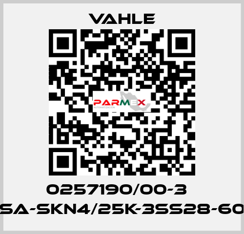 0257190/00-3    SA-SKN4/25K-3SS28-60  Vahle