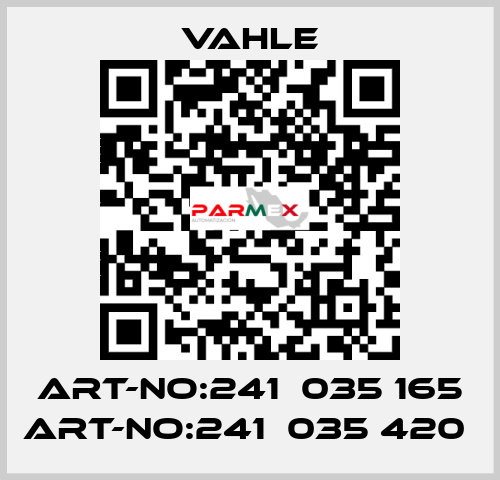 art-NO:241  035 165 art-NO:241  035 420  Vahle