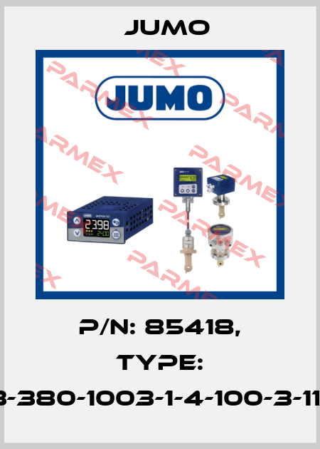 p/n: 85418, Type: 902350/23-380-1003-1-4-100-3-11-4000/000 Jumo