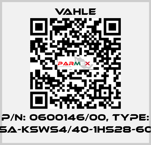 P/n: 0600146/00, Type: SA-KSWS4/40-1HS28-60 Vahle