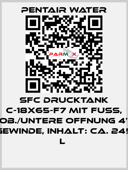 SFC DRUCKTANK C-18X65-F7 MIT FUß, OB./UNTERE OFFNUNG 4" GEWINDE, INHALT: CA. 245 L  Pentair Water