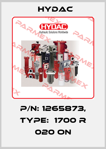 P/N: 1265873, Type:  1700 R 020 ON Hydac