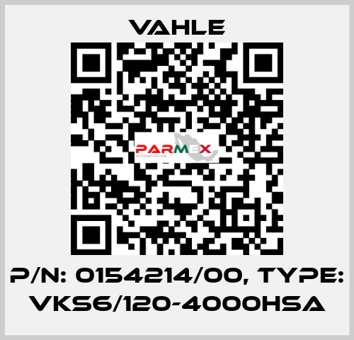 P/n: 0154214/00, Type: VKS6/120-4000HSA Vahle