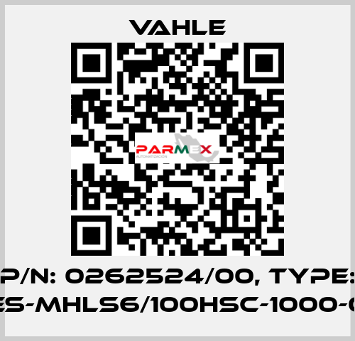 P/n: 0262524/00, Type: ES-MHLS6/100HSC-1000-0 Vahle