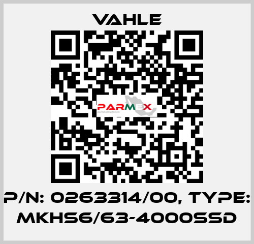 P/n: 0263314/00, Type: MKHS6/63-4000SSD Vahle