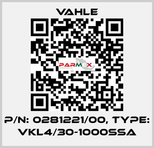 P/n: 0281221/00, Type: VKL4/30-1000SSA Vahle