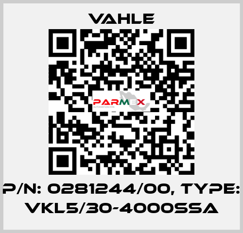 P/n: 0281244/00, Type: VKL5/30-4000SSA Vahle