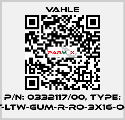 P/n: 0332117/00, Type: LT-LTW-GUM-R-RO-3x16-O-K Vahle