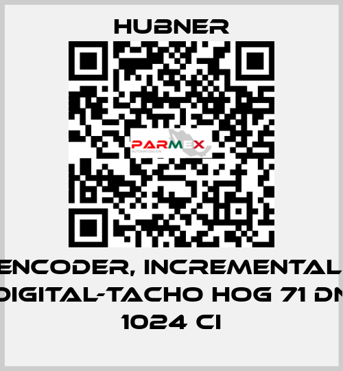 Encoder, Incremental, Digital-Tacho HOG 71 DN 1024 CI HUBNER