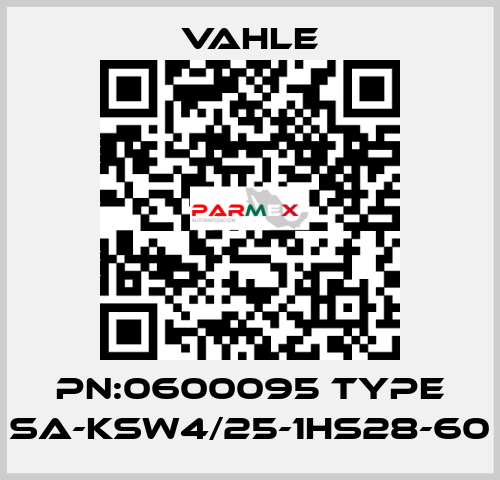 PN:0600095 Type SA-KSW4/25-1HS28-60 Vahle