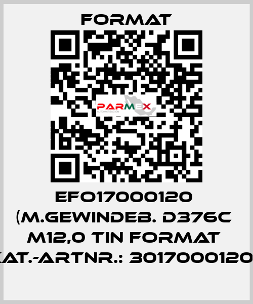 EFO17000120  (M.Gewindeb. D376C  M12,0 TiN FORMAT  Kat.-Artnr.: 3017000120)  Format