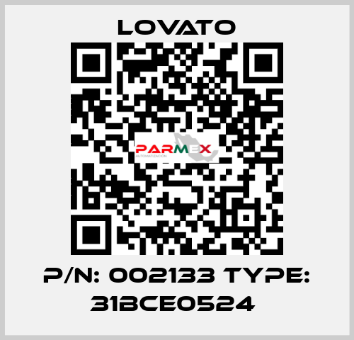 P/N: 002133 Type: 31BCE0524  Lovato