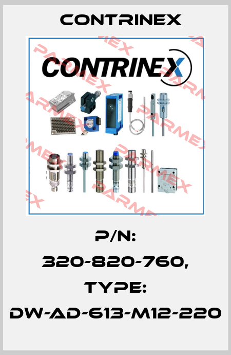 p/n: 320-820-760, Type: DW-AD-613-M12-220 Contrinex