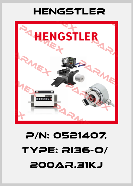 p/n: 0521407, Type: RI36-O/  200AR.31KJ Hengstler