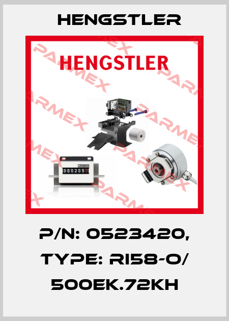 p/n: 0523420, Type: RI58-O/ 500EK.72KH Hengstler