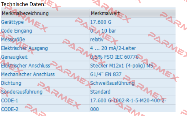 17.600 G-1002-R-1-5-M20-400-2-000 Bd Sensors