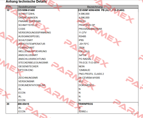 CEV-65-M-01460 PROG + 490-00416 TR Electronic