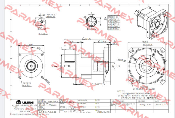 S/N: M418914005 / MODEL: SB-180 LIMING  MACHINERY CO.