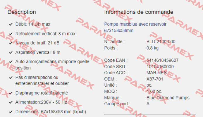 BLD-2100-000 (10104160000) Blue Diamond Pumps Inc.