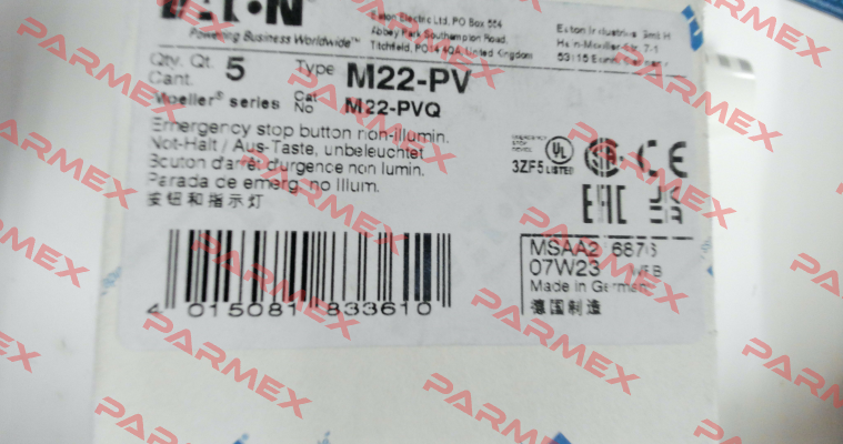 P/N: 216876, Type: M22-PV Moeller (Eaton)