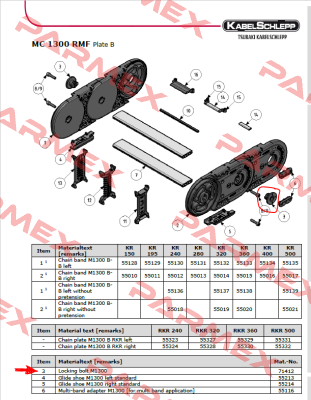 Verriegelungsbolzen M1250 Tsubaki Kabelschlepp