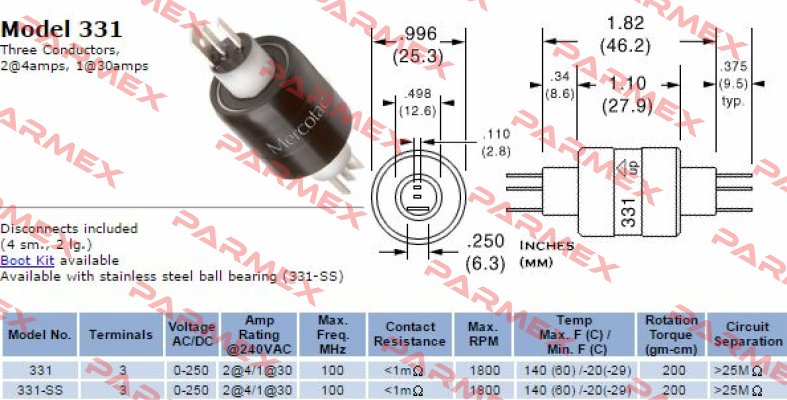 LM03-03310-S0 , Type 331-VA  Mercotac