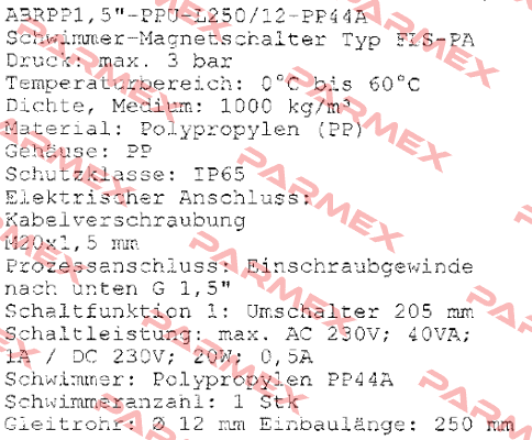 ABRPP1, 5"-PPU-L250/12-PP44A  Kübler