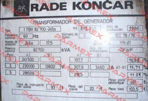 1 TBV 82 700-245s  RADE KONCAR