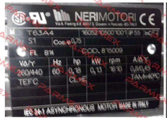 MR63A4 B14 265/460/60 Neri Motori