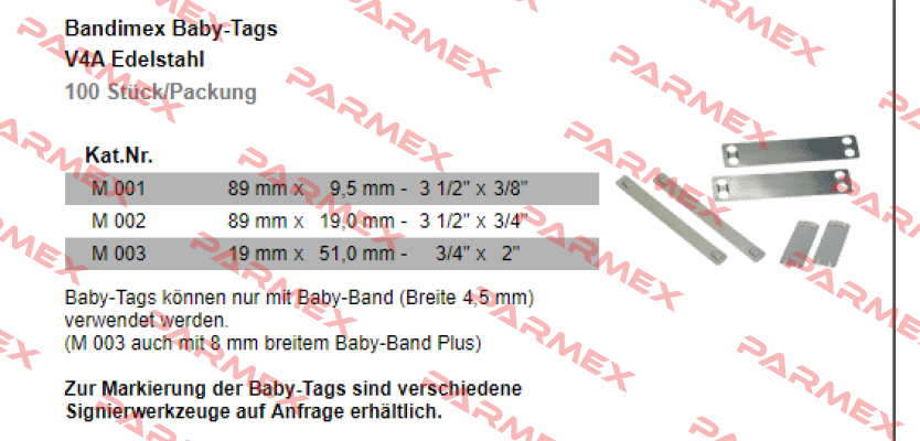 Bandimex Baby-Tags (V4A, 89 x 19mm)  Bandimex