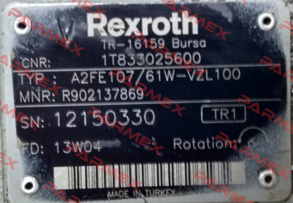 P/N: R902137869 Type: A2FE107/61W-VZL100  Rexroth