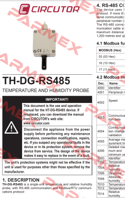 TH-DG-RS485  Circutor