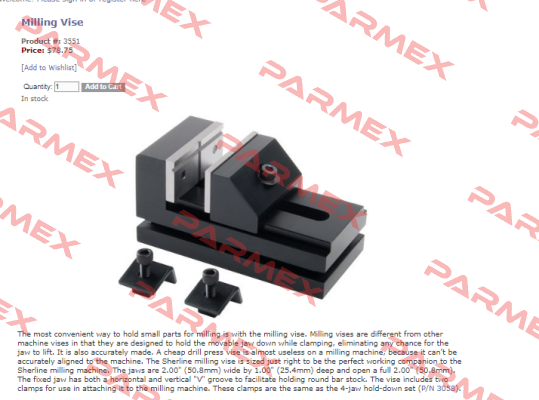 3551  Milling Vise Sherline Products