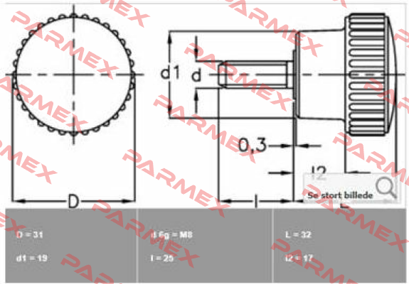 3211 - B.259/30 p-M8x25 (pack 1x25)  Elesa Ganter