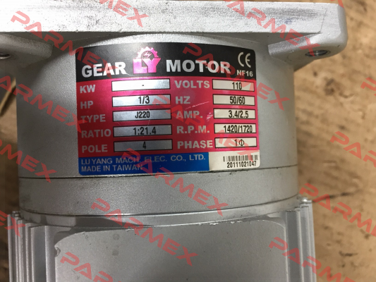 J220V18-300-21.4-A(P1)-G3  Luyang Gear Motor