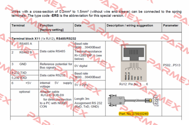 RJ12/SUB-D SO RS232  Nord